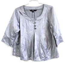 Mossimo Womens L Silver Gray Stretch Cotton Jacket Baby Doll Style Cropped Cute - $87.12