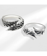 Retro Silver Color Punk Angel Demon Wing Adjustable Ring For Women Men F... - $14.99