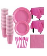 Suertestarry 102 Pcs Party Plates Napkins Set Rose Pink for 20 People - $348.67 MXN