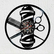 VinyWoody Vinyl Record Wall Clock Barbershop Decor Gift  - $54.00