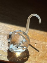 Small Miniature Swarovski Clear Faceted Crystal MOUSE w Frosted Glass Tail Figur - £30.31 GBP