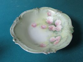 Compatible with Antique RS Prussia Pink Roses Bowl 2 3/4 X 10 Matte Finish - £82.17 GBP