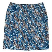 Talbots Peacock Feather Print Stretch Pencil Skirt Size 12 Petite - $27.99