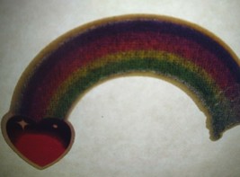 Rainbow Heart Screamin Gleamin Glitter Iron-On Decal Donruss Retro 1970&#39;s Groovy - £10.06 GBP