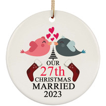 27th Wedding Anniversary 2023 Ornament Gift 27 Years Christmas Married T... - $14.80