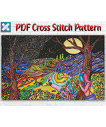 Abstract Landscape Cross Stitch Pattern / Nature PDF Cross Stitch Pattern - $5.00