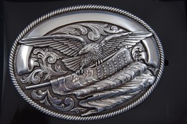 Nocona  Bald Eagle with American Flag Belt Buckle  37034 - £19.93 GBP