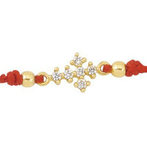 Kabbalah Red String Bracelet with 14k Solid Gold Christian Cross Charm Zirconia - £131.08 GBP