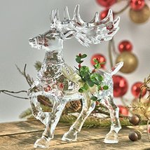 9.5&quot; Tall Solid Crystal Quality Acrylic Reindeer Decoration with Mistletoe Ribbo - £42.94 GBP