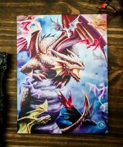 Ebros Anne Stokes Dragon Clan Hatchlings Habitat Wood Framed Canvas Wall... - $17.49