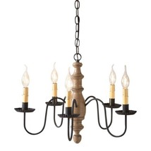 5-Arm Country Inn Wood Chandelier in Americana Pearwood - £298.98 GBP