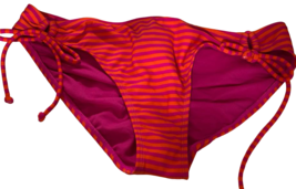 Roxy Women&#39;s Lowrider Side Stripe String Cheeky Bikini Bottom, Orange/Pu... - $17.81