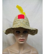Hillbilly Straw Hat with Feather Scarecrow Tattered Beverly Hillbilly Ha... - $367.95 MXN