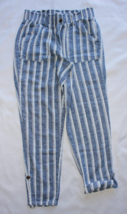 So Pants Size S Blue White Striped Pull On Linen Rayon Mid Rise Pockets ... - $10.87