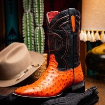 ALABAMA Genuine Ostrich Skin Cowboy Boot from the Western Collection Orange image 9