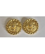 Vintage Goldtone Anne Klein Lion&#39;s Head Pierced Earrings 1&quot; - $437.24 MXN