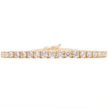 14ct Yellow Gold Natural Diamond Tennis Bracelet 4-claw 5.59cts 7&quot; Inche... - £5,979.59 GBP