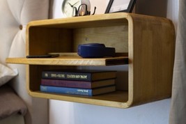 Modern Floating Nightstand With Pull Out Tray, Wood Bedside Tables, Mid Century - £260.02 GBP