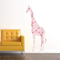 Cherry Blossom pattern Giraffe Wall Decal - Width: 27.77&quot;, Height 63.14&quot; - £52.30 GBP