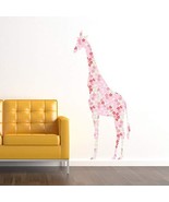 Cherry Blossom pattern Giraffe Wall Decal - Width: 27.77&quot;, Height 63.14&quot; - £51.91 GBP