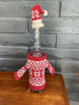 Tom Servo Style Christmas Sweater and Santa Cap For Wine Bottle - £19.34 GBP