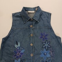 Draper’s & Damon’s RN#81492 Women’s PL Blue Embroidery Floral Cotton Denim Vest image 13