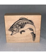 NWOT Vintage 1995 Retired Bass Jumping Fish Fishing Rubber Mounted Stamp... - £20.33 GBP