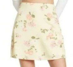 Abound Womens Straight Skirt Multicolor Yellow Floral Mini Lined Side Zi... - £13.13 GBP