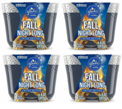 4 Glade Fall Night Long 3 Wick Candles Air Freshener Oil Infused Large 6.8oz Ea - £29.27 GBP