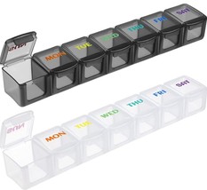 Weekly Pill Organizer Travel Pill Organizer Box 7 Day Large 2 Pcs Black+White - £7.89 GBP