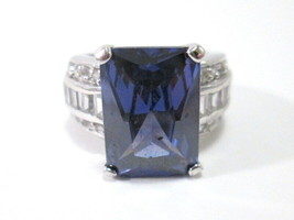 Silver Tone Ring with Amethyst Purple GLASS Stones Approx Size 5.5 See photos - £14.95 GBP