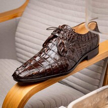 Cancun Genuine Hornback Caiman Crocodile dress Shoes Brown image 11