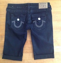True Religion Women&#39;s Size 26  Knee Length Black Shorts Flap Pocket Denim Shorts - £45.95 GBP