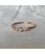 Princess Diamond Ring with 5 Diamonds, Solid 14K Gold Five Stone Wedding... - £246.27 GBP
