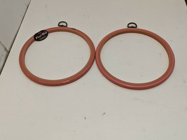 Lot of 2 Flexi-Hoop 8&quot; Pink Plastic Round Embroidery CrossStitch Decro Frame EUC - £9.82 GBP