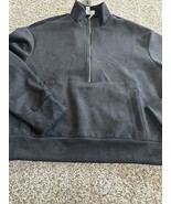 T Tahari Sweater Womens Small Black  Pullover  Suede Feel Pocket Kangaro... - $312.91 MXN