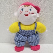 Terrycloth Boy Baby Doll Freckles Plush Rattle Yellow Pink Hat Blue Over... - $49.40