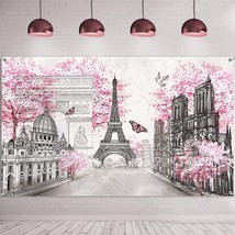 Paris Eiffel Tower Wall Art Decor Tapestry Backdrop Flower Painting Girl... - £15.90 GBP