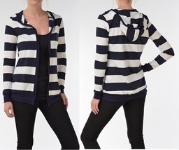 Hoodie Bold Stripe Light Weight Long Sleeve Cardigan. Size Medium - £15.72 GBP