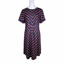 Banana Republic Women&#39;s Blue Red White Striped Dress Size 12 Gathered Waist - $25.86