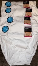 Bali ~ 4-Pair Women&#39;s Nylon Hi-Cut Underwear Panties One Smooth U White ~ M/6 - £22.11 GBP