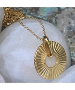 18K GOLD Filled Minimalist Round Necklace Women Mom  15” 16” 17” Fine Je... - $54.45