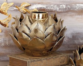 Contemporary Chic Electroplated Gold Porcelain Lotus Flower Shaped Vase Pot - $53.99