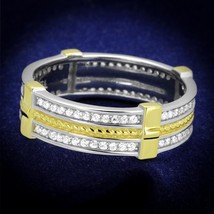 Two Tone Round Pave AAA Grade CZ Eternity Band 925 Sterling Silver Wedding Ring - £109.11 GBP