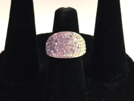 Vintage Sterling Silver Size 8 Ring W/ White, Pink And Purple Amethyst Stones - £56.05 GBP