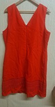 Peacocks red  Linen Blend Shift Dress 14, V-neck front &amp; Back Express Sh... - £15.80 GBP