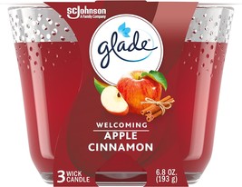 Glade Candle Apple Cinnamon, Fragrance Candle Infused With Essential Oils, Air F - £20.72 GBP