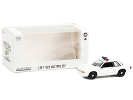 1987-1993 Ford Mustang SSP White Police Car w Light Bar Hot Pursuit Hobby Exclus - $18.35