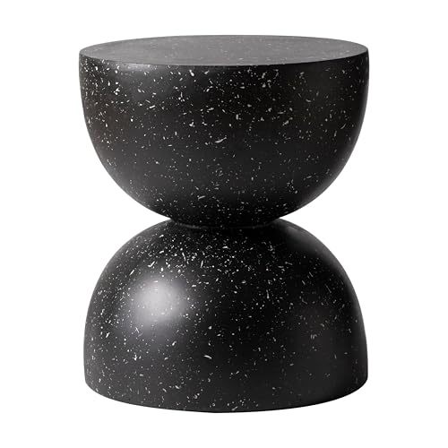 LeisureMod Minimalist Side Table Fiberstone Round Hourglass Accent End Table Sto Item image 2