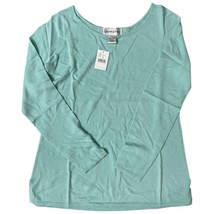 Bloomingdale’s 100% Cashmere Tee Sweater Size Large Aqua Quiet Luxury Mi... - $41.87